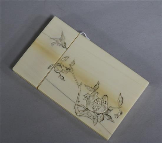 A Japanese ivory card case, Meiji period